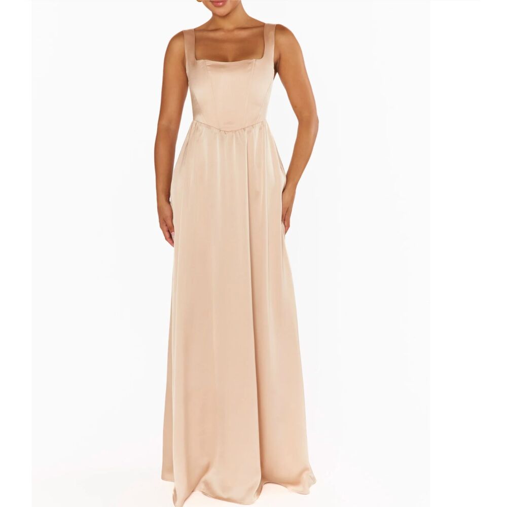 Show me your MUMU Nina maxi Champagne satin dress - size XL